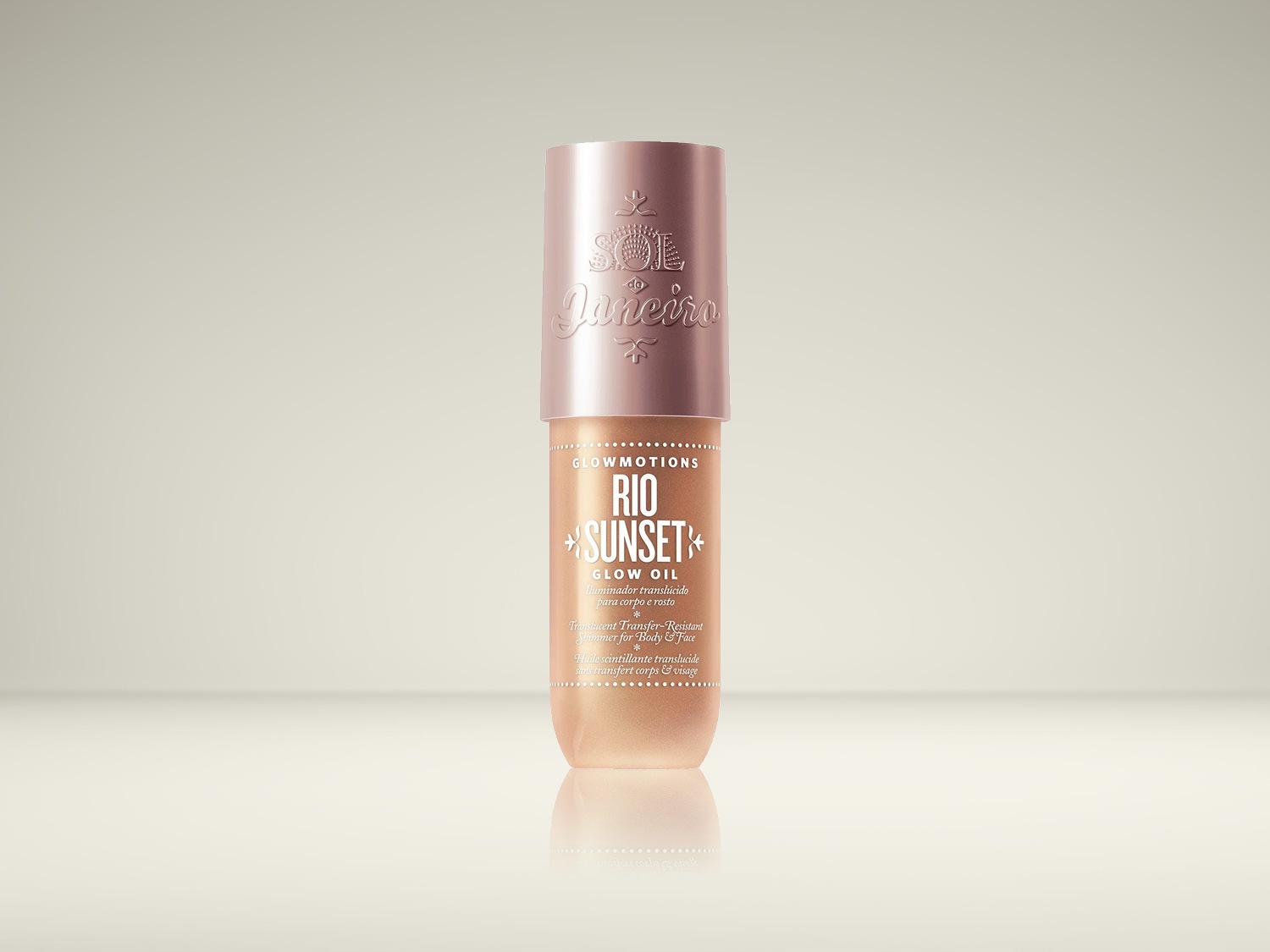 Huile scintillante Rio Sunset de Sol de Janeiro, illuminateur translucide pour le corps et le visage, pour un éclat ensoleillé.