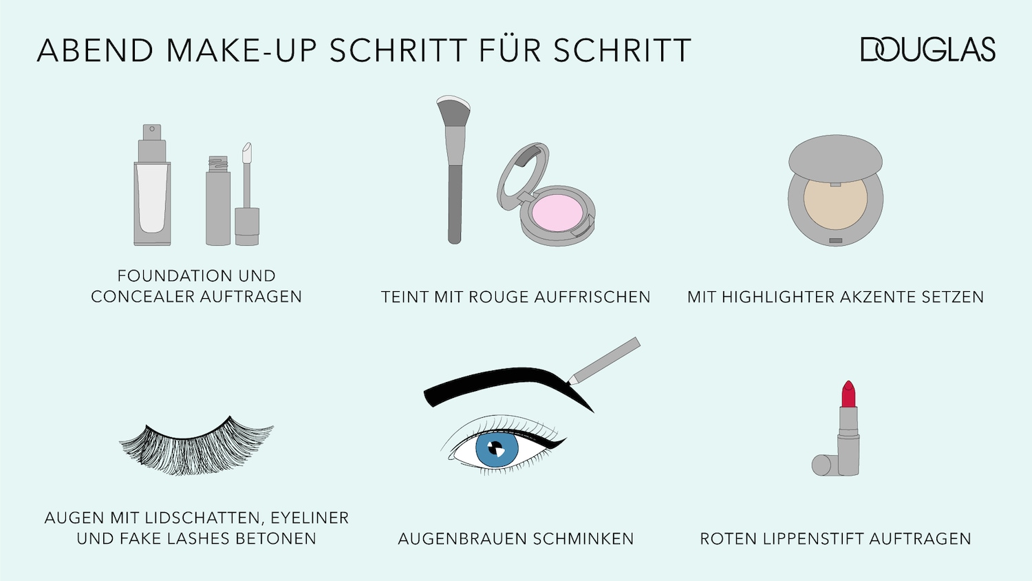 Abend Make-up Schritt für Schritt: Tragen Sie Foundation und Concealer auf, um eine ebenmäßige Basis zu schaffen.