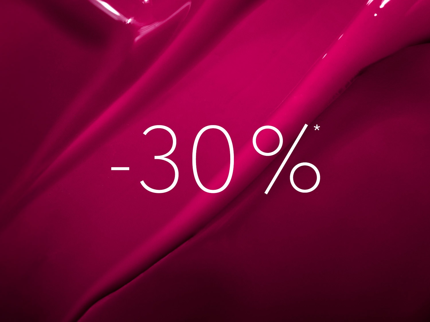 Profitez d'une réduction de -30% sur une sélection de produits, le tout présenté sur un fond rose brillant et attrayant.