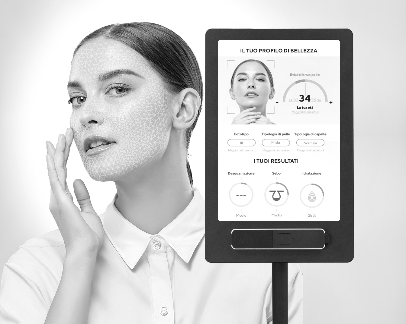 Scopri il tuo profilo di bellezza con l'analisi della pelle: età, fototipo, idratazione e sebo, per una skincare su misura.