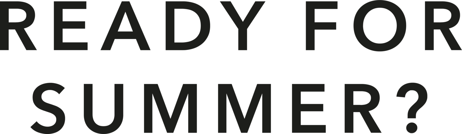 Testo nero su sfondo nero con la scritta: Pronti per l'estate?