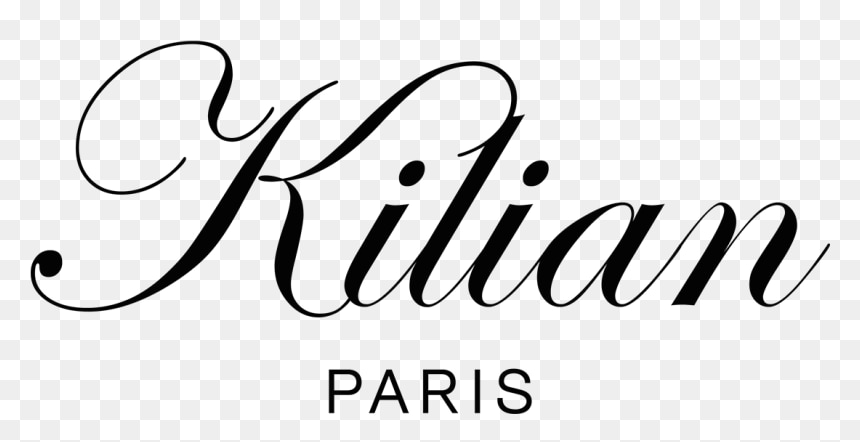 Eleganckie logo Kilian Paris w kolorze czarnym na białym tle, prezentujące nazwę marki z dopiskiem „PARIS”.