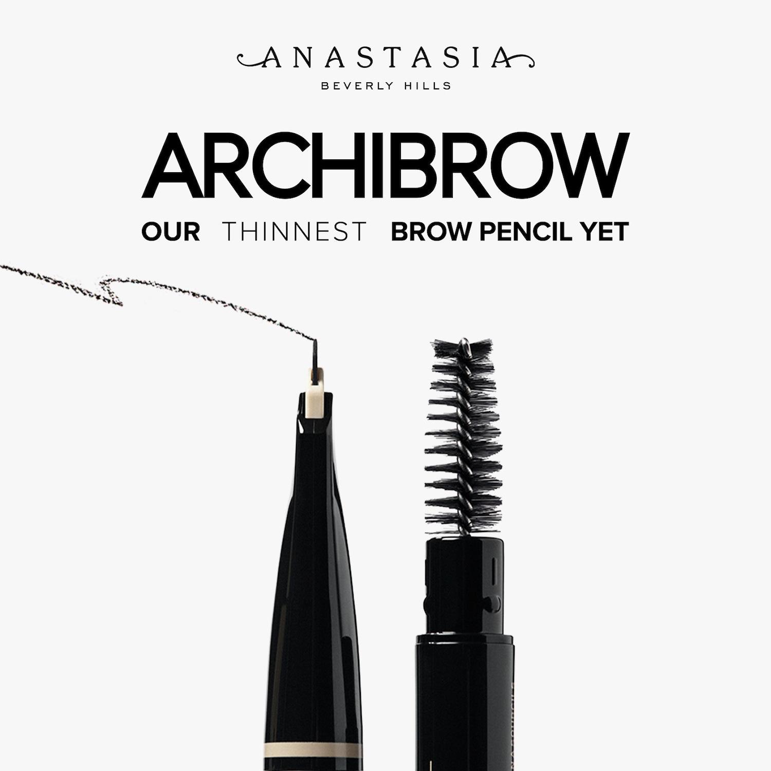 Anastasia Beverly Hills Archibrow, ons dunste wenkbrauwpotlood tot nu toe, met een borsteltje om de wenkbrauwen in model te brengen.