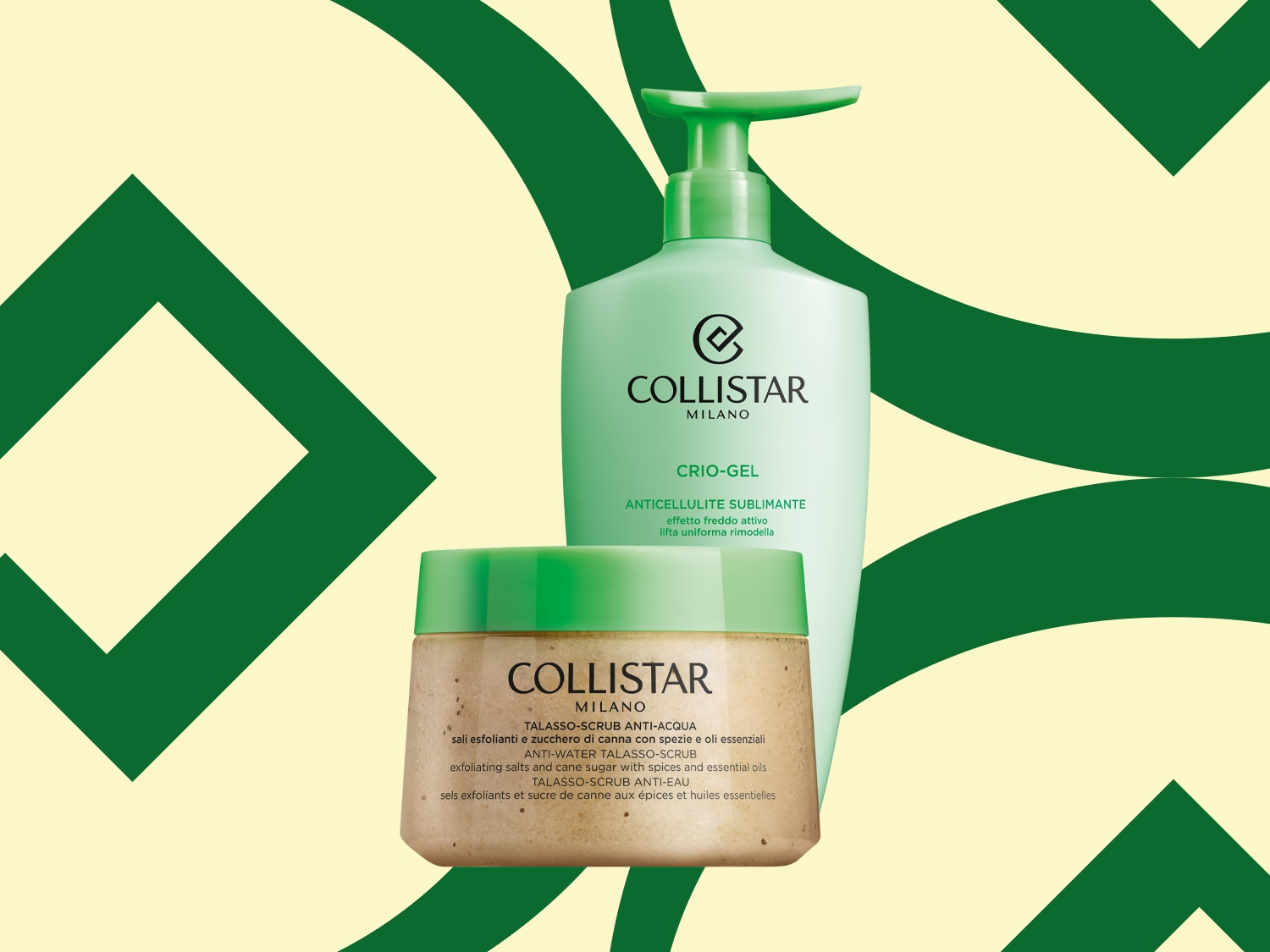 Collistar Milano presenteert een Crio-Gel en Talasso-Scrub Anti-Acqua, ideaal voor een gladde en verfijnde huid.