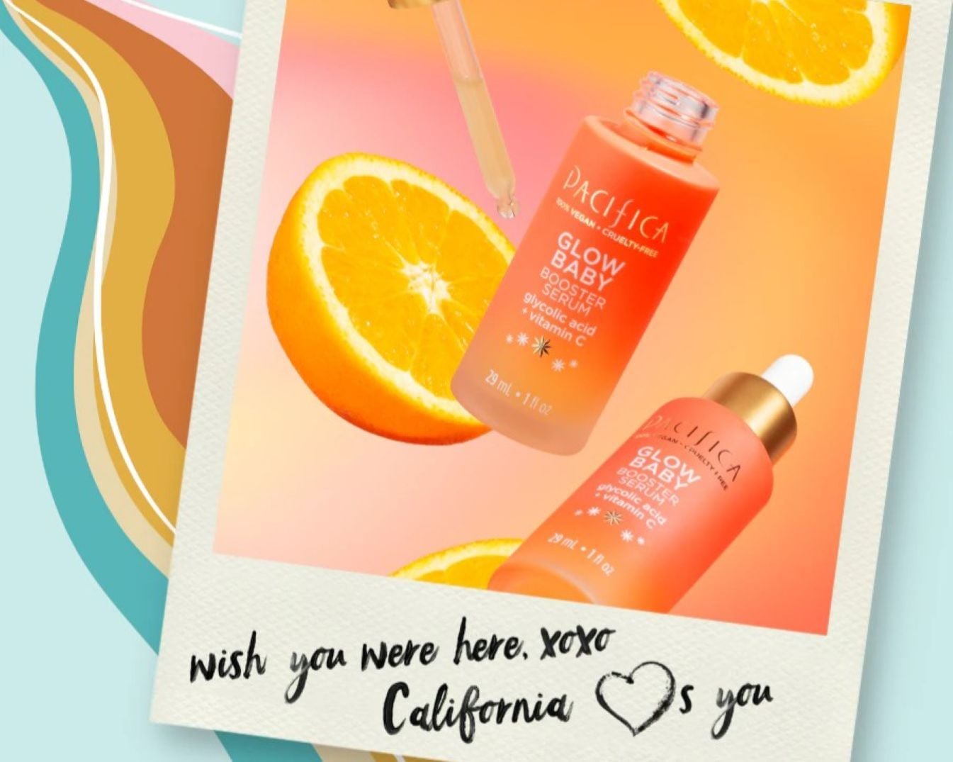 Das orangefarbene Pacifica Glow Baby Booster Serum mit Glykolsäure und Vitamin C sorgt für einen strahlenden Teint.