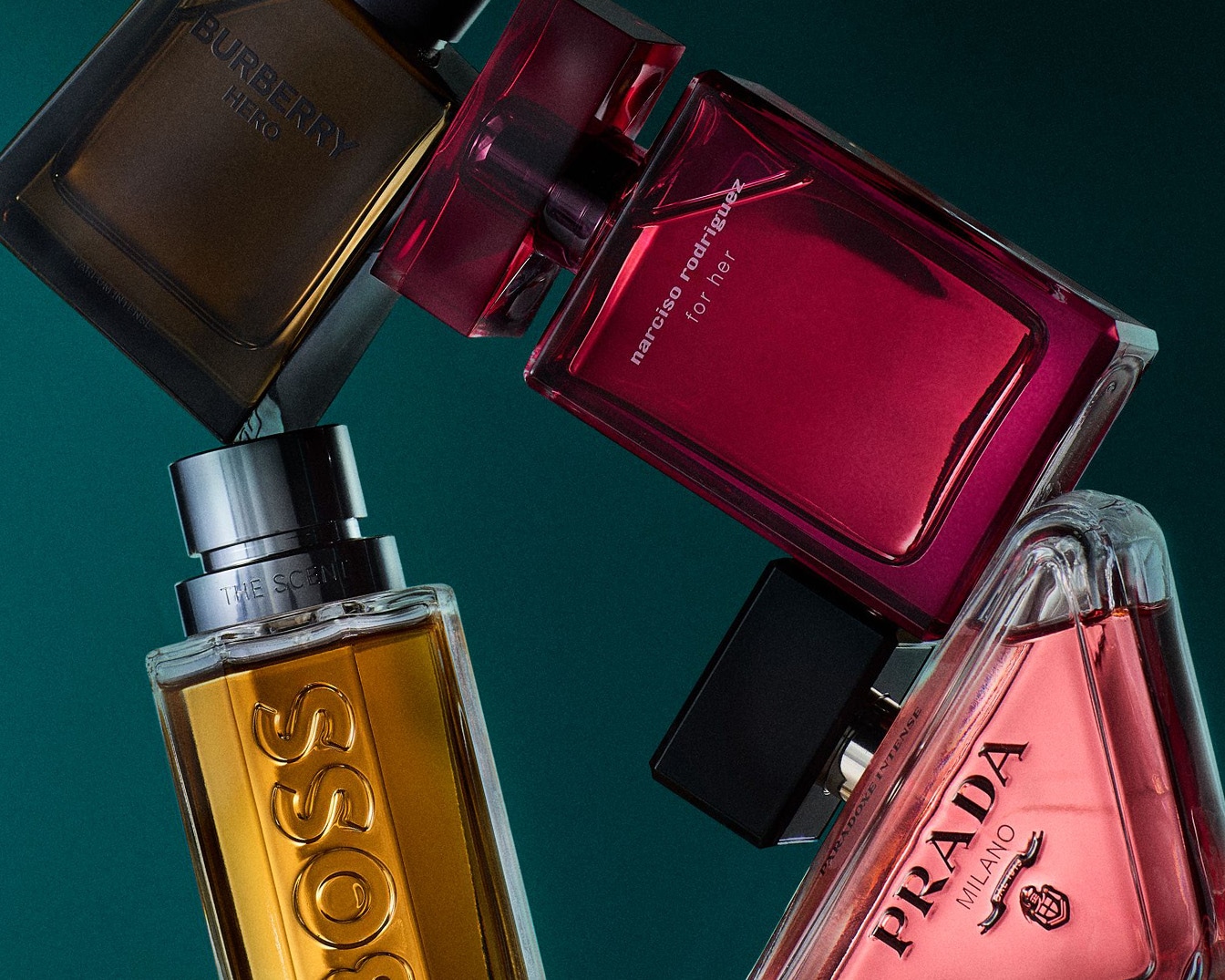 Découvrez un assortiment de parfums de marques renommées telles que Burberry Hero, Narciso Rodriguez For Her, Boss et Prada Milano, chacun offrant un parfum unique et captivant.