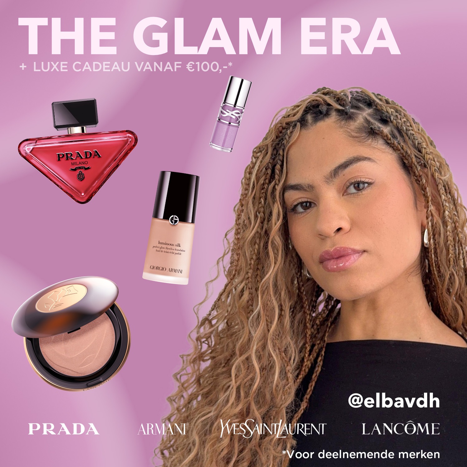 Ontdek de glamoureuze selectie van Prada, Armani, Yves Saint Laurent en Lancôme, en ontvang een luxe cadeau vanaf €100.