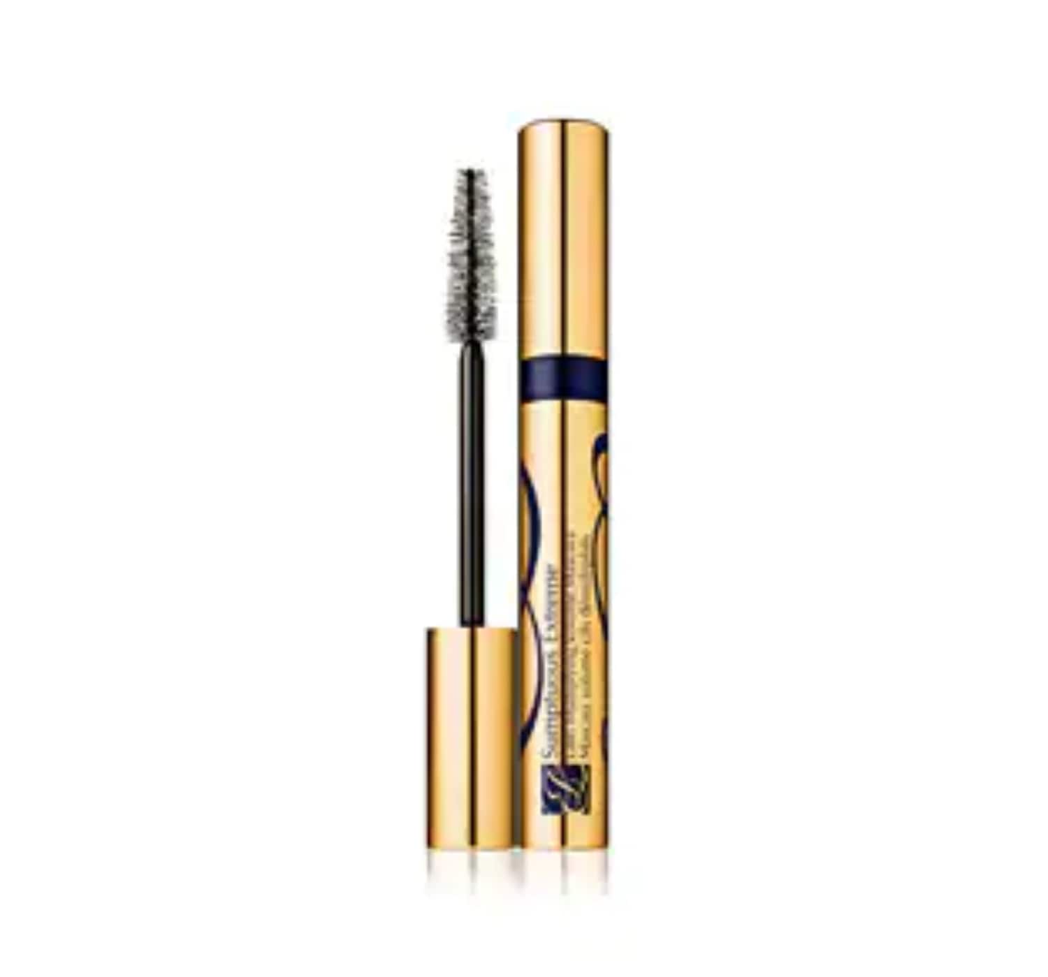Die goldene Estée Lauder Sumptuous Extreme Mascara mit einer schwarzen Bürste.
