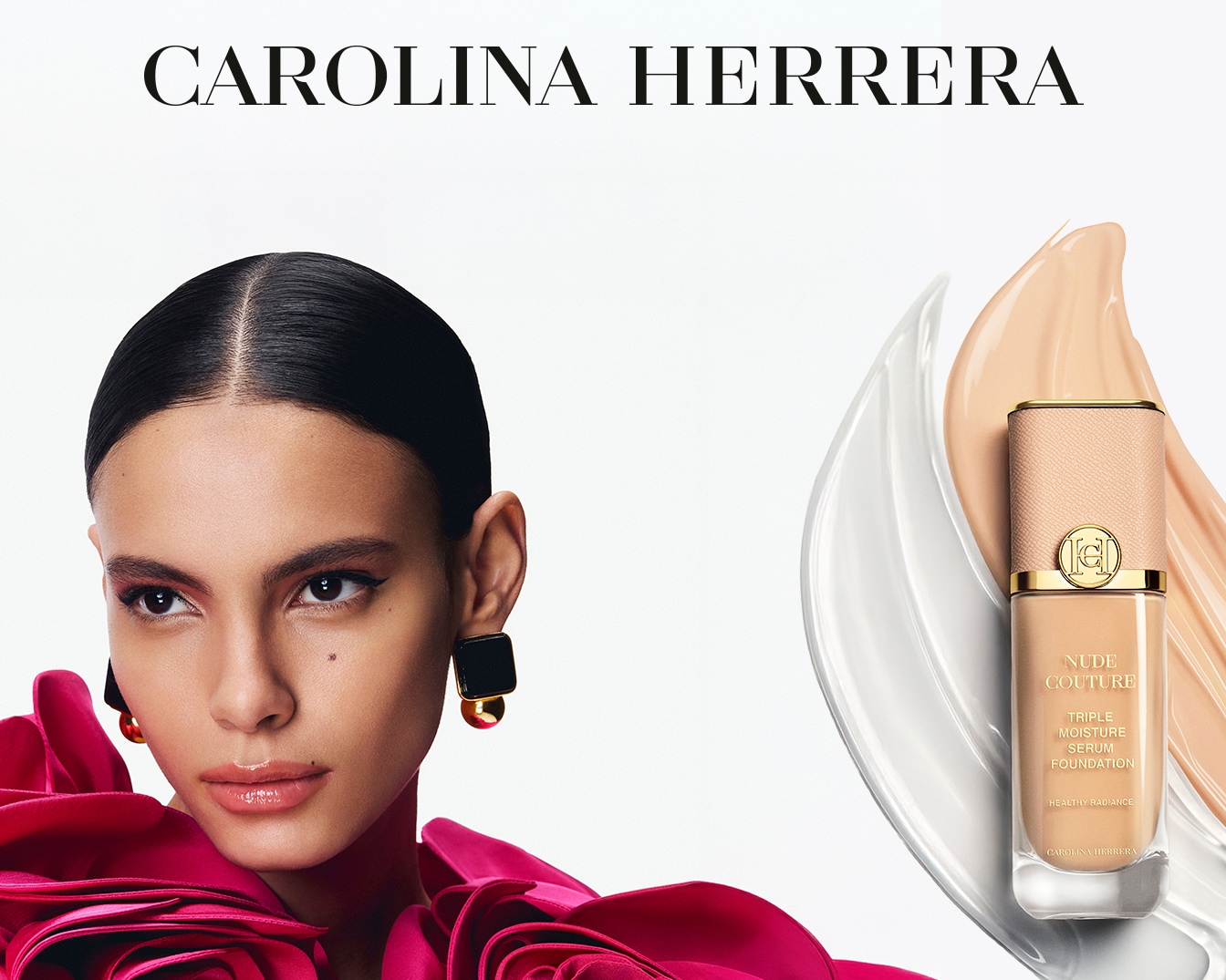 Entdecken Sie Carolina Herrera Nude Couture Triple Moisture Serum Foundation für einen strahlenden Teint und gesunde Ausstrahlung.