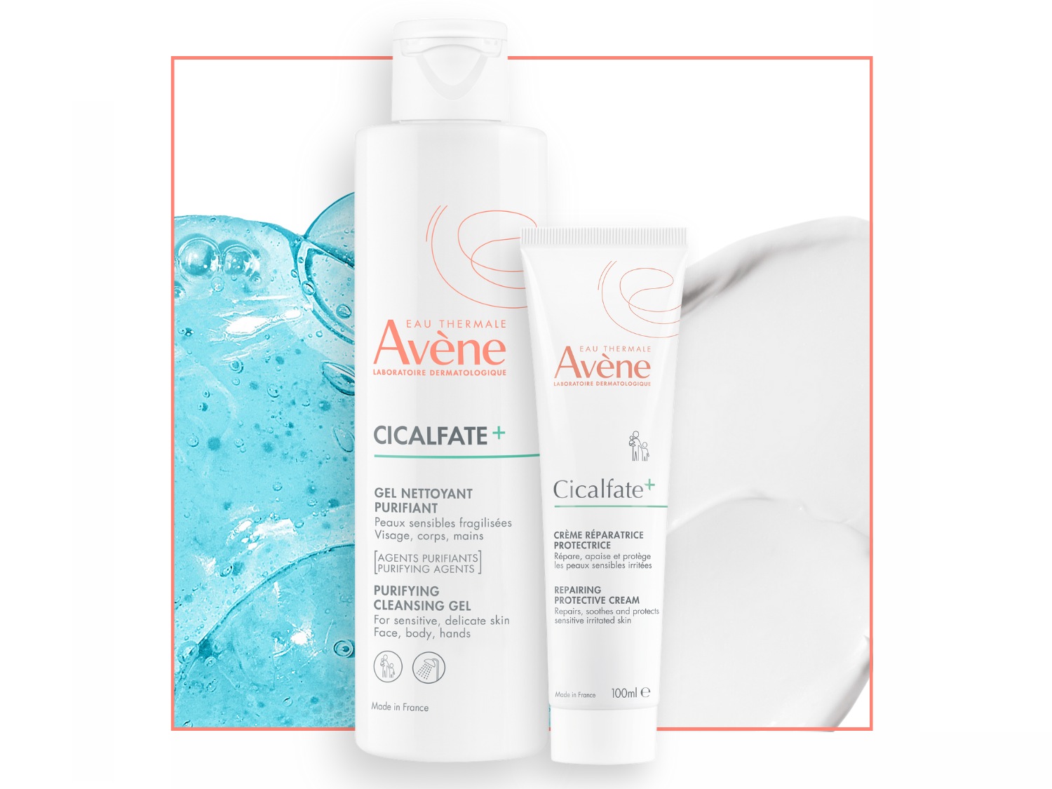 De Avène Cicalfate+ set bevat een reinigingsgel en een herstellende crème voor de gevoelige huid van gezicht, lichaam en handen.