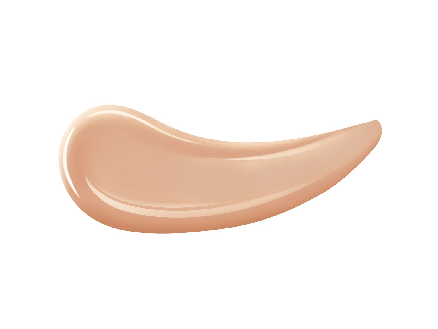 Voici un échantillon de fond de teint beige clair, lisse et brillant, parfait pour unifier le teint.