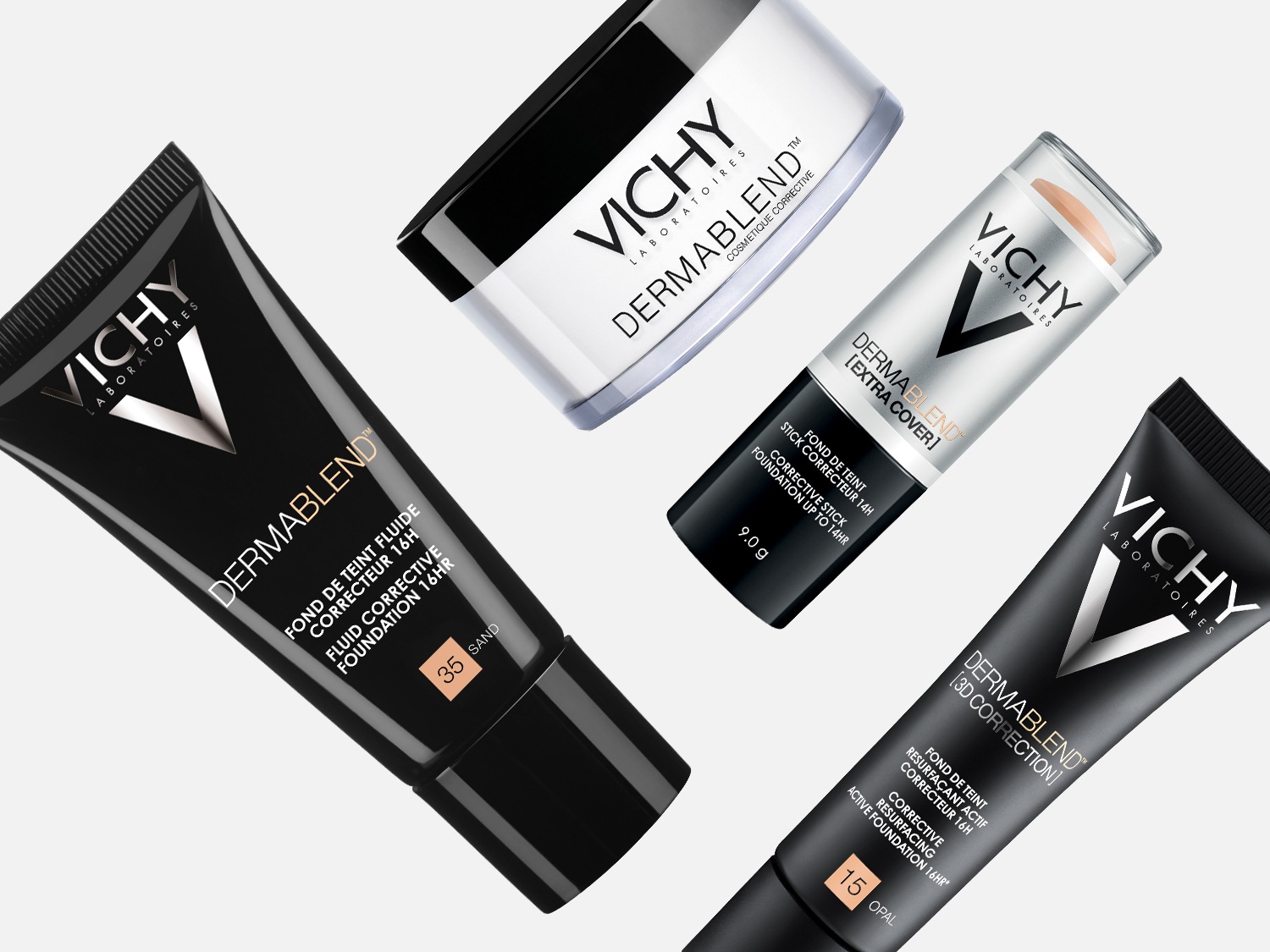 Scopri la linea Dermablend di Vichy Laboratories: fondotinta fluidi, correttori stick e cosmetici correttivi per una pelle impeccabile.