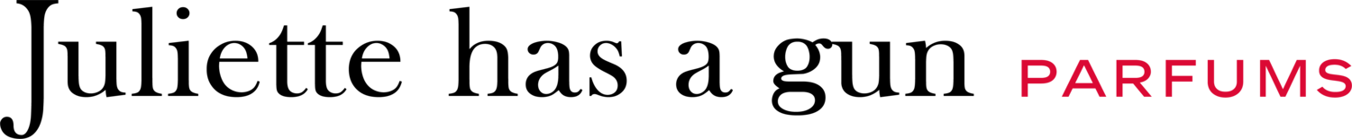Juliette has a gun Parfums Logo in schwarz und rot.
