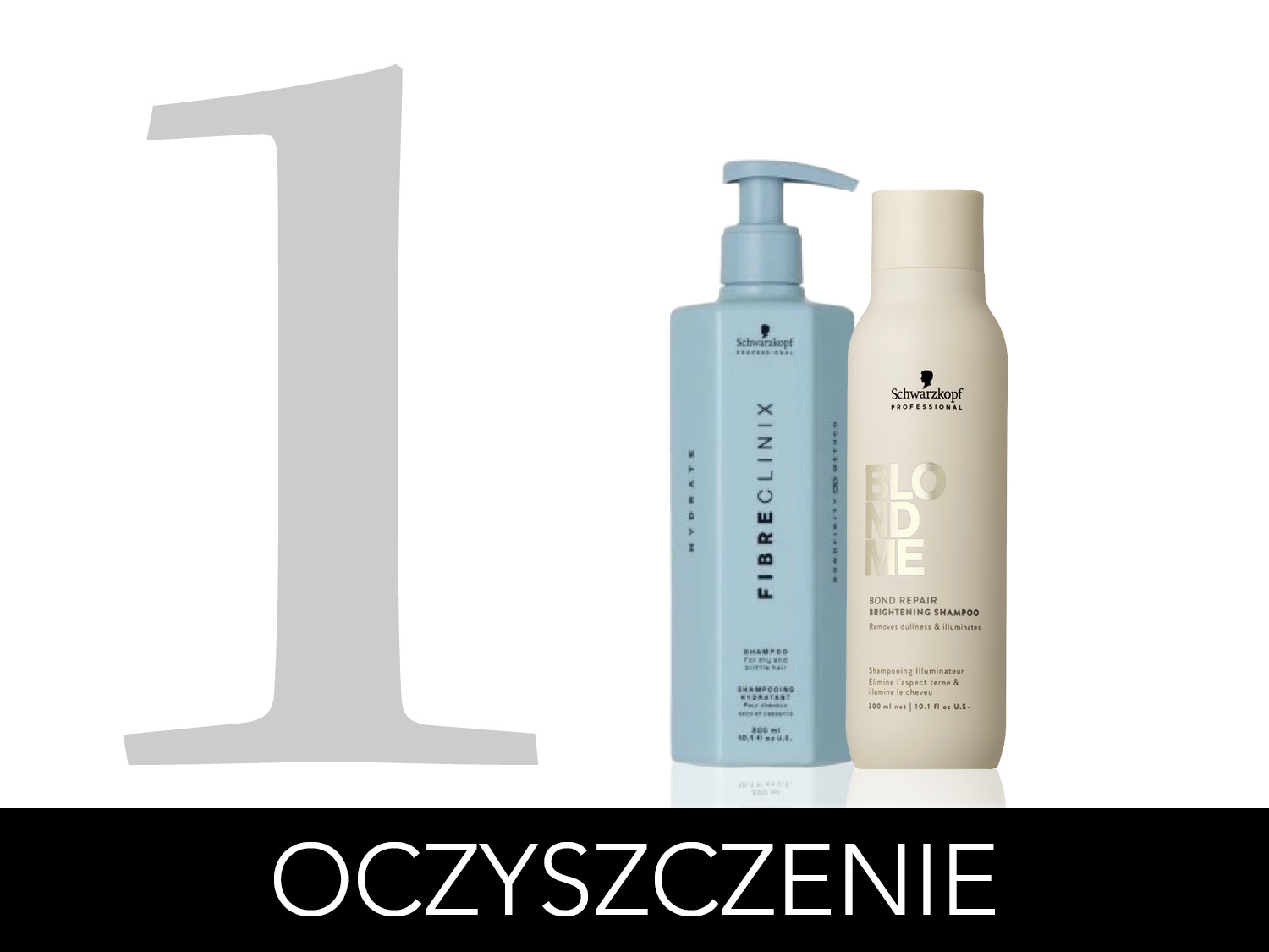 Szampony Schwarzkopf Professional: Fibre Clinix Hydrate do włosów suchych i Blond Me Bond Repair Brightening, który usuwa matowość i rozświetla.