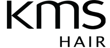 Zwart-wit logo van KM HAIR.
