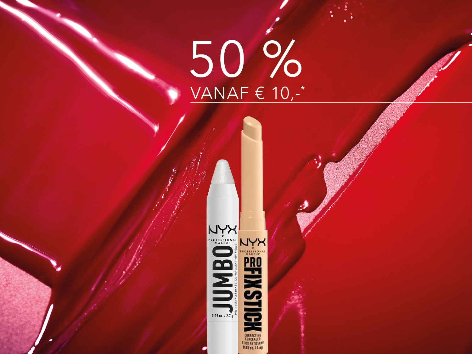 Ontdek de NYX Professional Makeup Jumbo Multi-Use Face Stick en Pro Fix Stick concealer, nu met 50% korting vanaf €10.