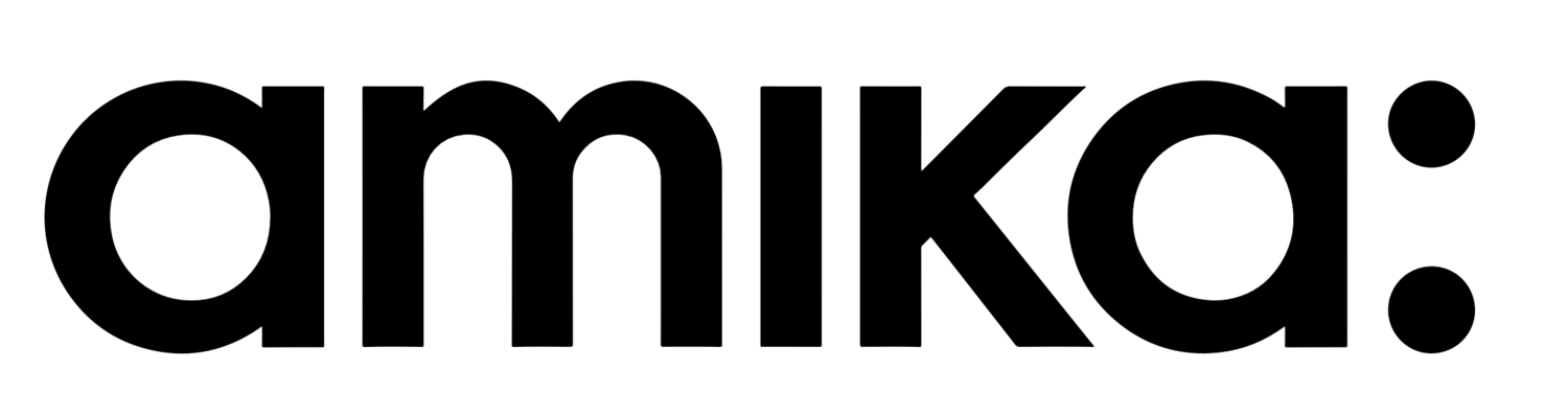 Le logo de amika en noir, affichant le nom de la marque avec un design épuré et moderne.