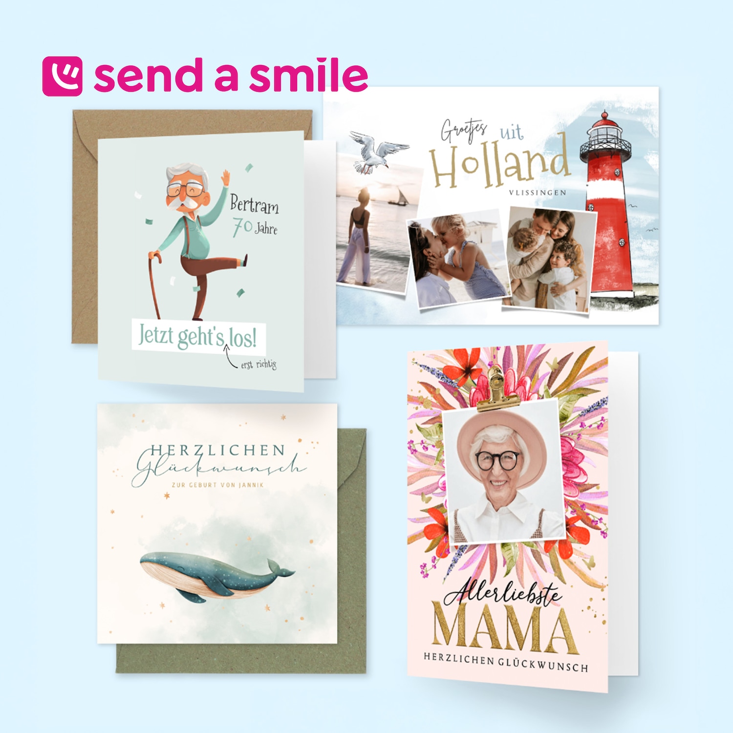 Découvrez une collection de cartes de vœux personnalisables, parfaites pour toutes les occasions et tous les âges.