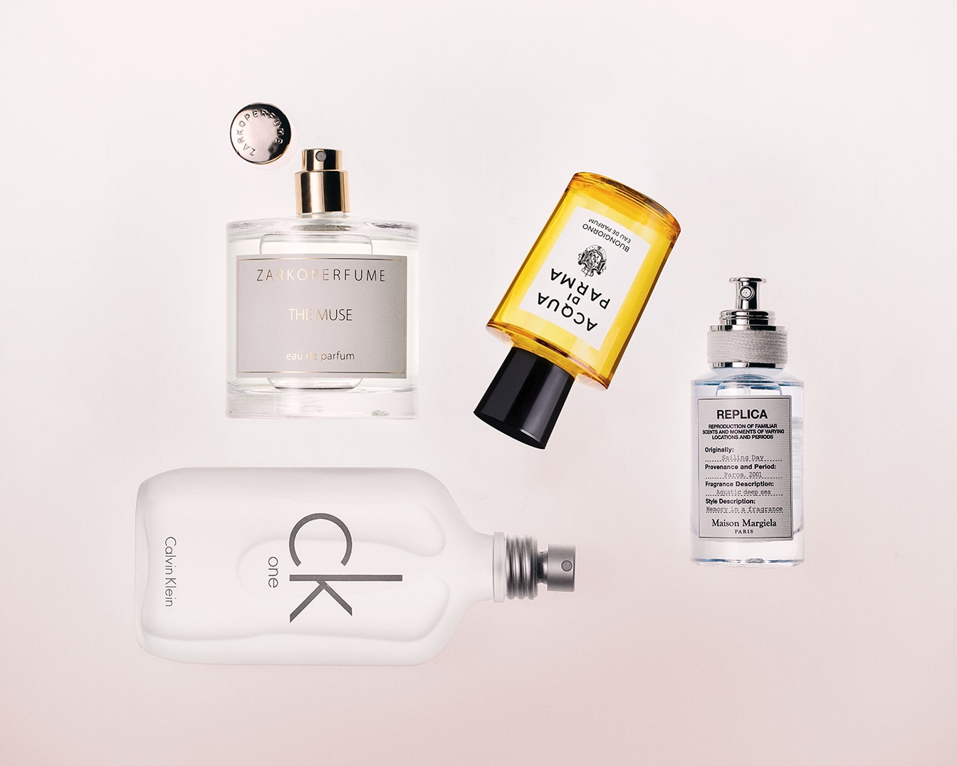 Découvrez un assortiment de parfums de marques renommées, dont Zarkoperfume The Muse, Calvin Klein CK One, Acqua di Parma et Replica Maison Margiela.