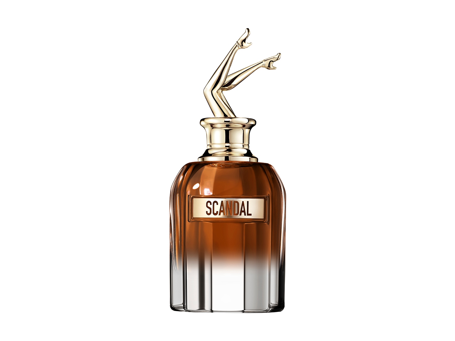 Scandal Eau de Parfum in einem Glasflakon mit goldenem Verschluss in Form von Frauenbeinen, ein Duft, der so gewagt und unvergesslich ist wie Sie.