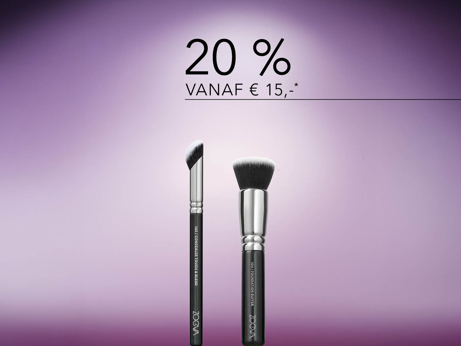 Ontdek Zoeva make-up borstels, zoals de 142 Concealer Touch & Blend en 104 Foundation Buffer, nu met 20% korting vanaf €15.