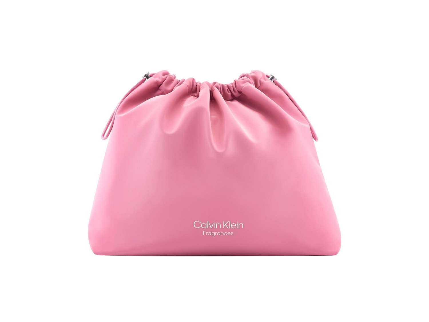 Ecco una pochette rosa di Calvin Klein Fragrances, perfetta per custodire i tuoi profumi preferiti con stile.