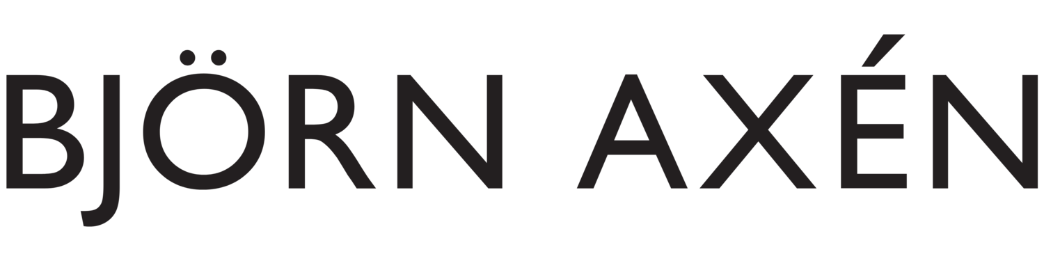 Czarny napis na białym tle przedstawia logo marki Björn Axén, znanego producenta kosmetyków do włosów.
