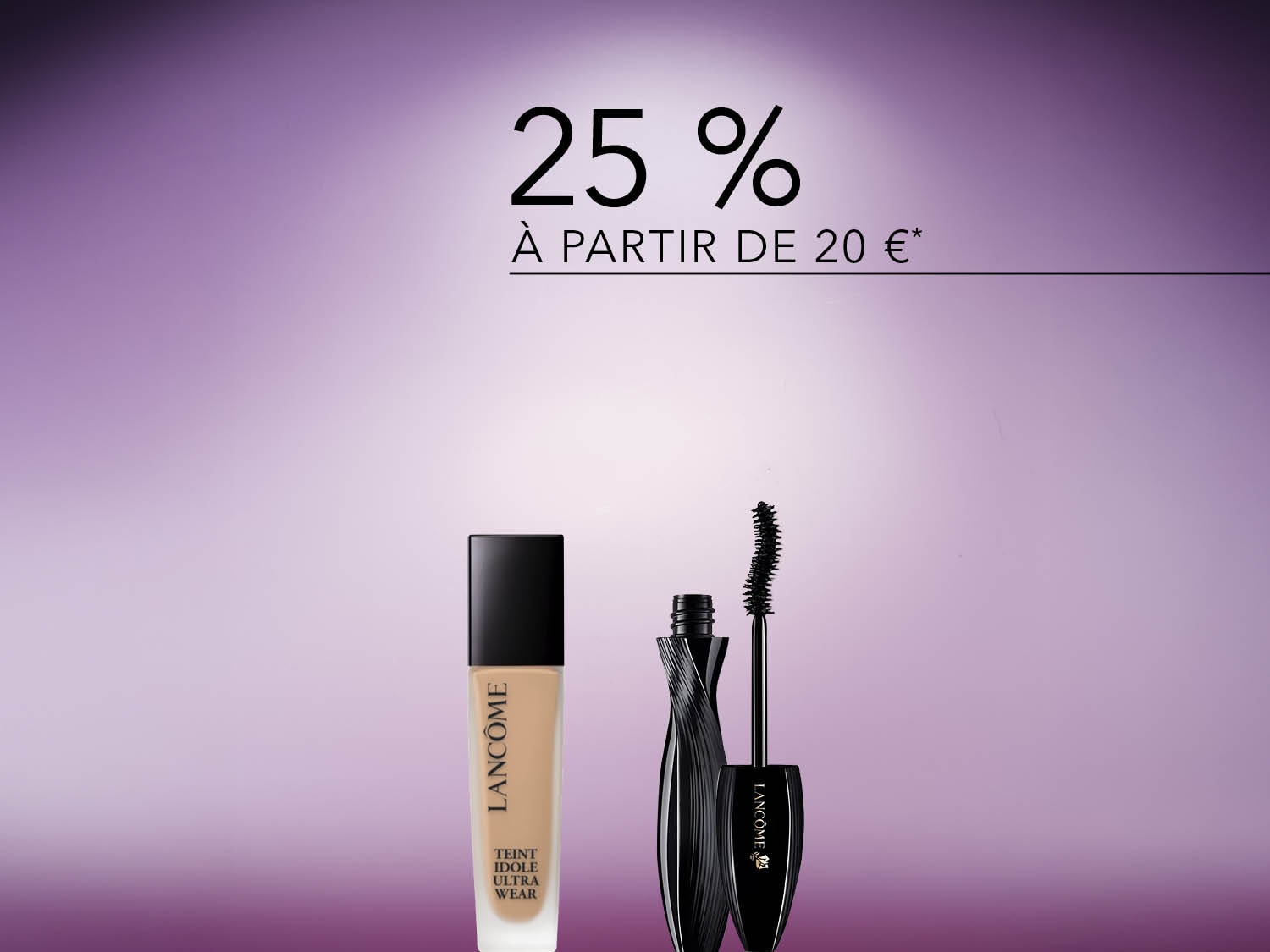 Profitez de 25 % de réduction sur une sélection de produits Lancôme à partir de 20 €.