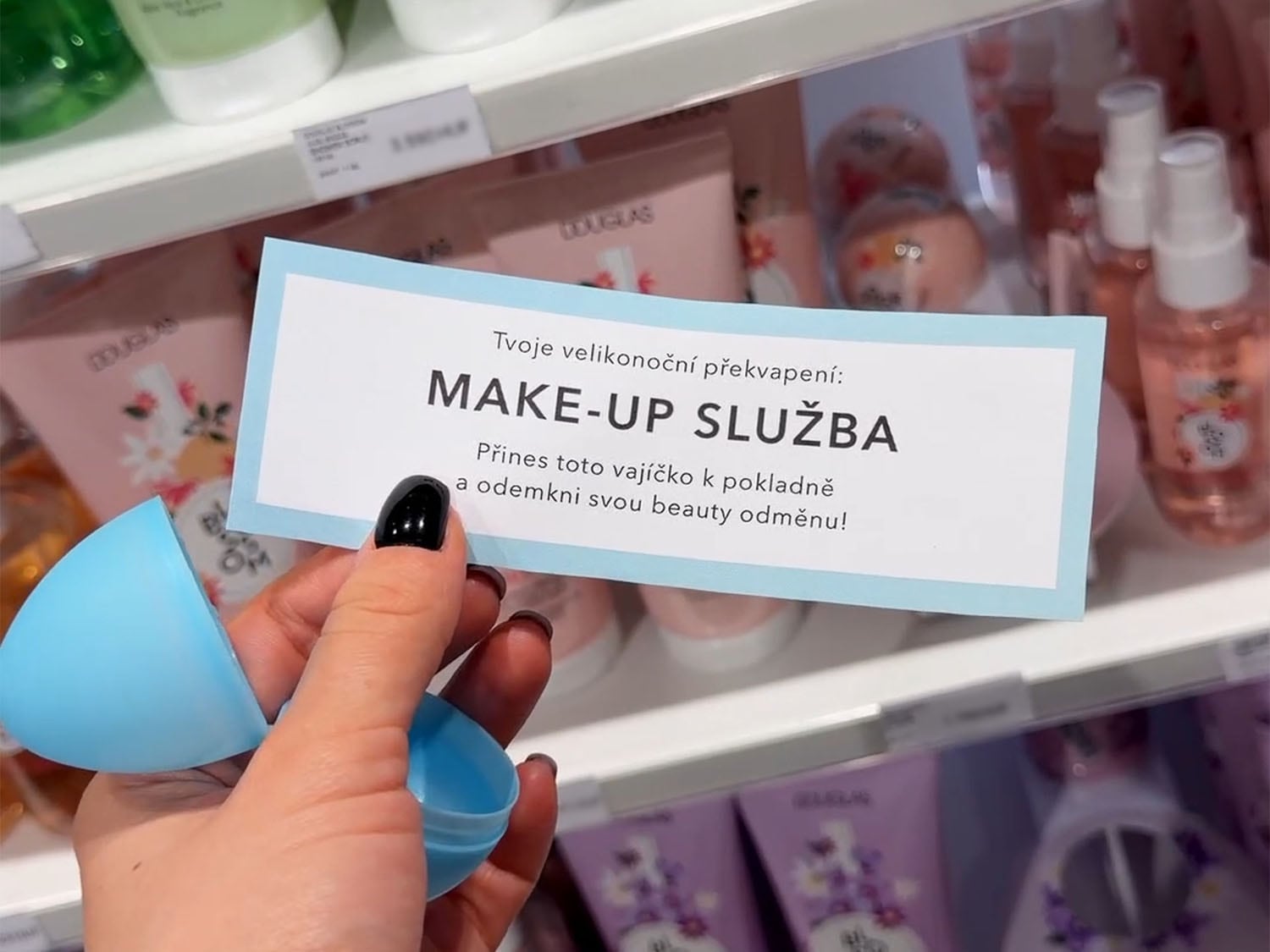 Your Easter surprise: MAKE-UP SERVICE, bring this egg to the checkout and unlock your beauty reward!