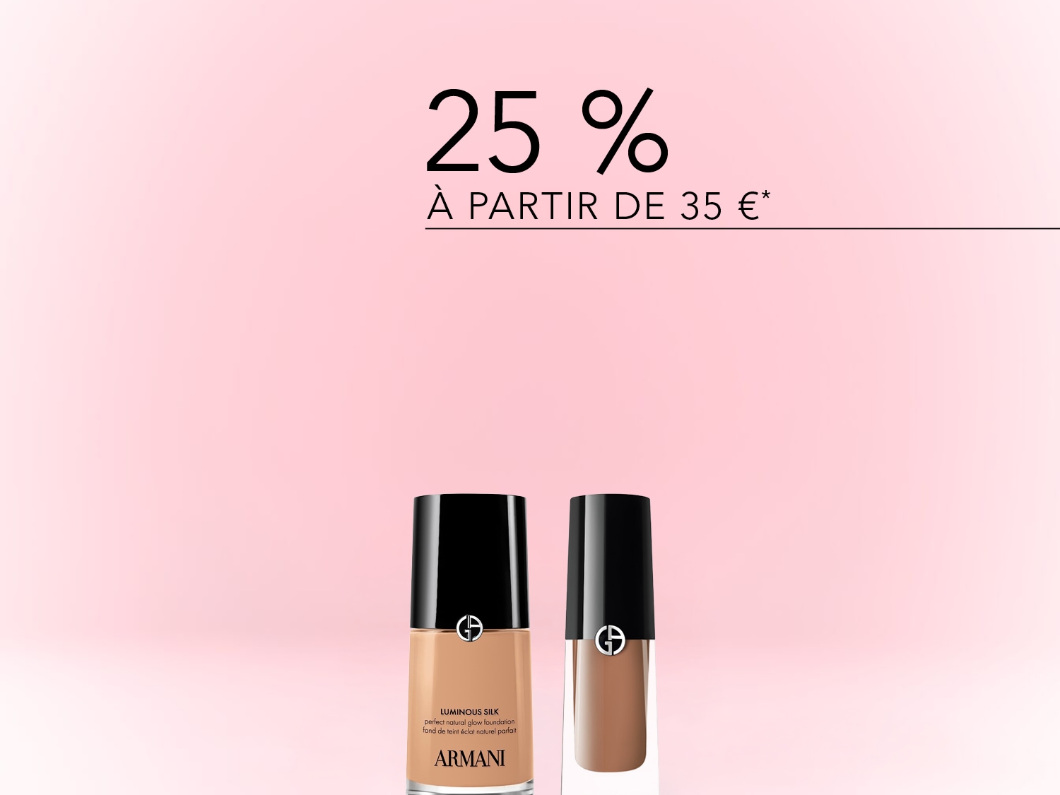 Profitez de 25% de réduction sur la fondation Armani Luminous Silk, disponible à partir de 35 €.