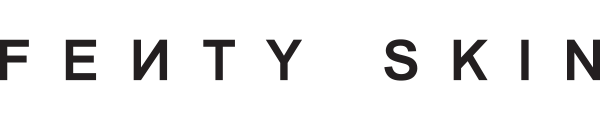 Zwarte achtergrond met de tekst 'FENTY SKIN' in grijze letters.