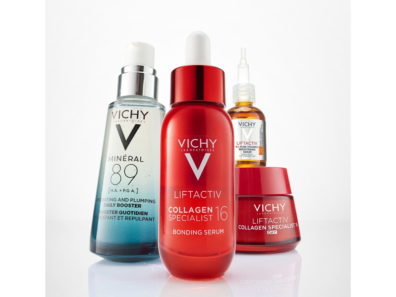 Découvrez la gamme Vichy, comprenant Mineral 89, Liftactiv Collagen Specialist et le sérum vitamine C, pour une peau hydratée, repulpée et éclatante.