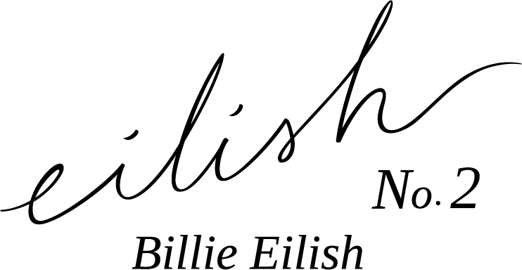 Black handwritten style text reads 'eilish No.2 Billie Eilish', promoting the new fragrance.
