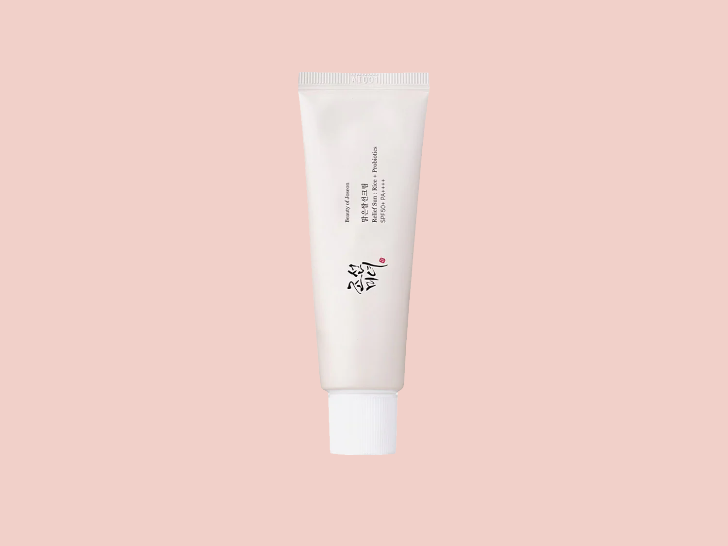 Voici un tube blanc de crème solaire Beauty of Joseon Relief Sun : Rice + Probiotics SPF50+ PA++++.