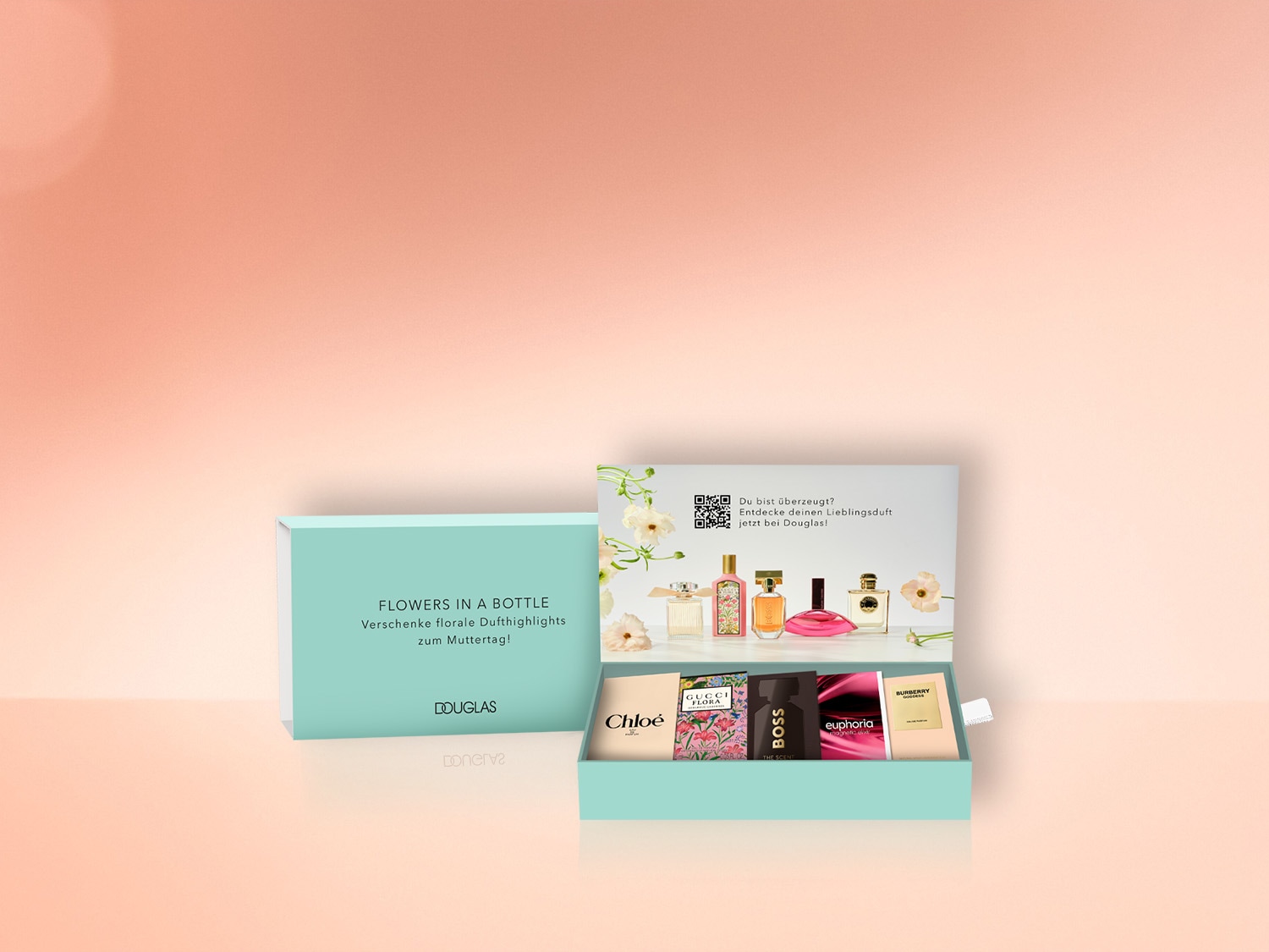 Entdecke die "Flowers in a Bottle" Geschenkbox von Douglas mit floralen Dufthighlights zum Muttertag.