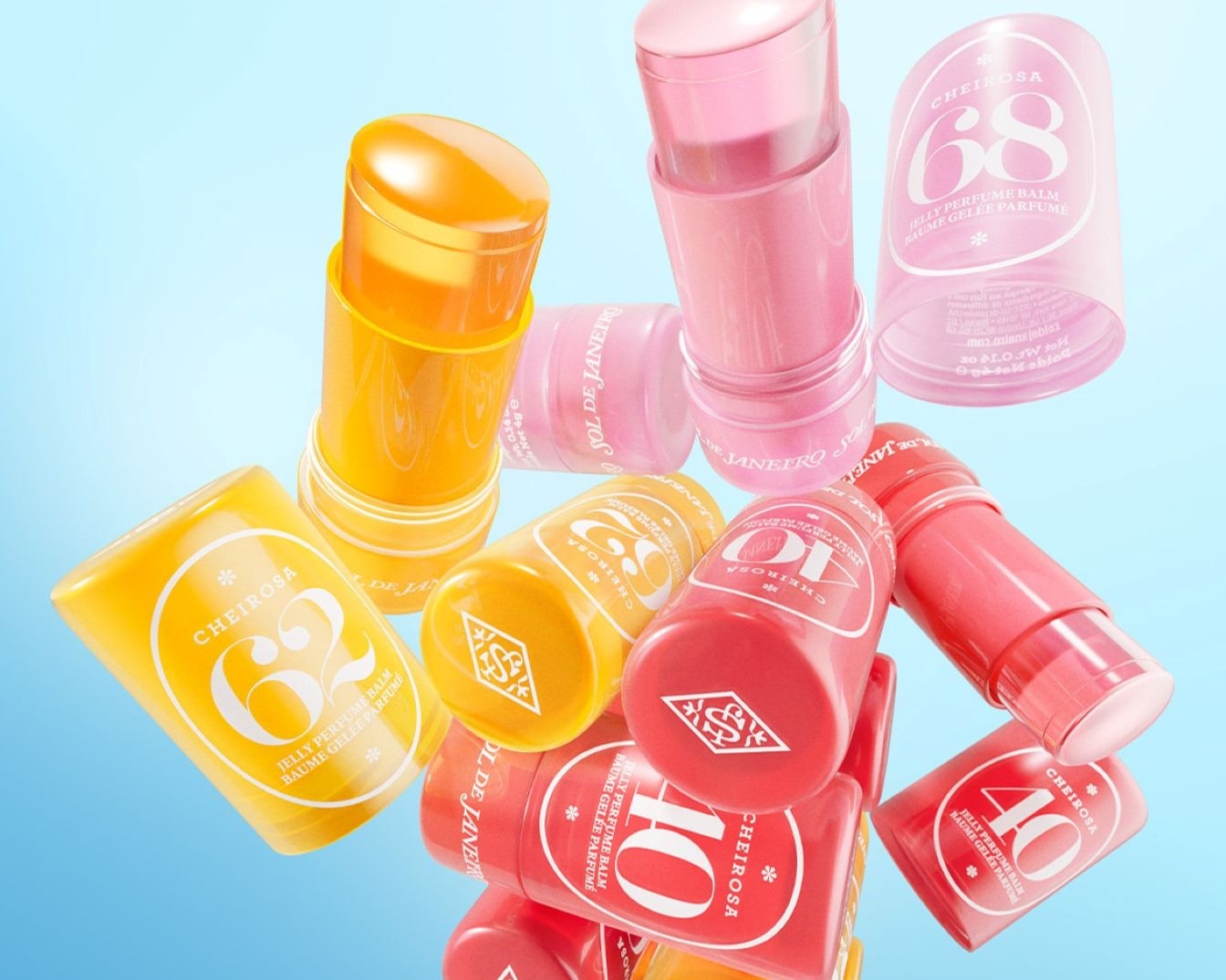 Esplora la collezione Cheirosa di Sol de Janeiro: balsami profumati in stick dai colori vivaci come giallo, rosa e rosso, per un'esperienza sensoriale unica.
