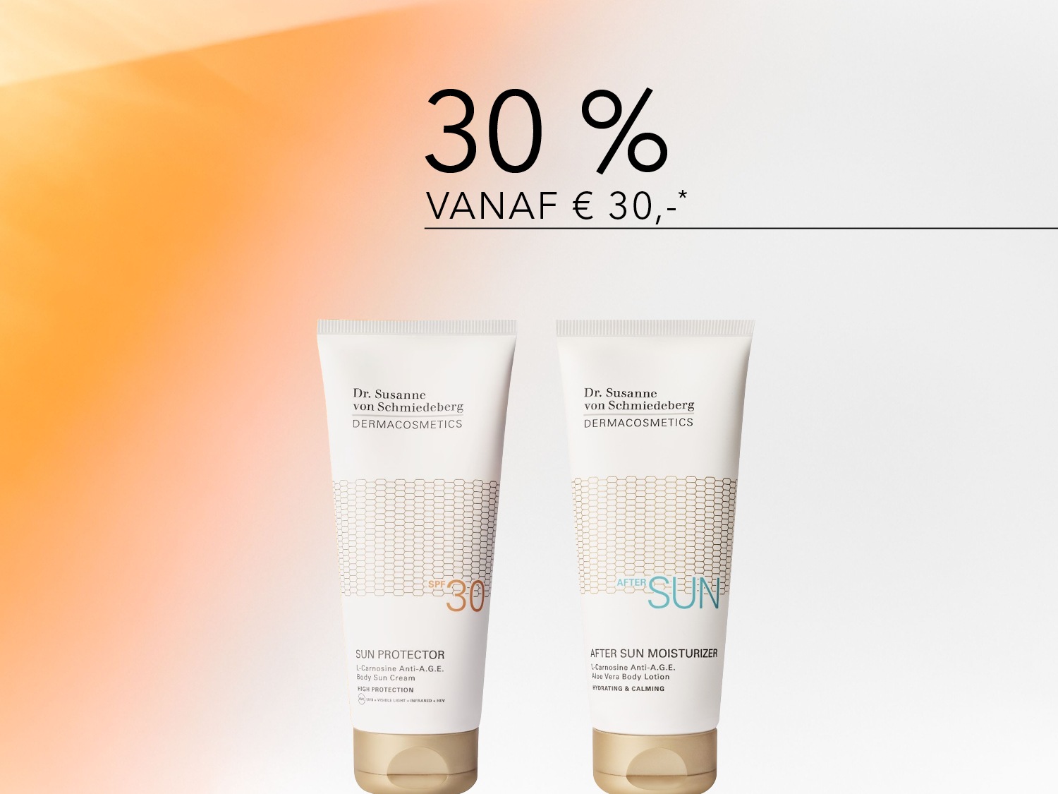 Ontdek de Dr. Susanne von Schmiedeberg DERMACOSMETICS Sun Protector SPF 30 en After Sun Moisturizer, nu met 30% korting vanaf €30.