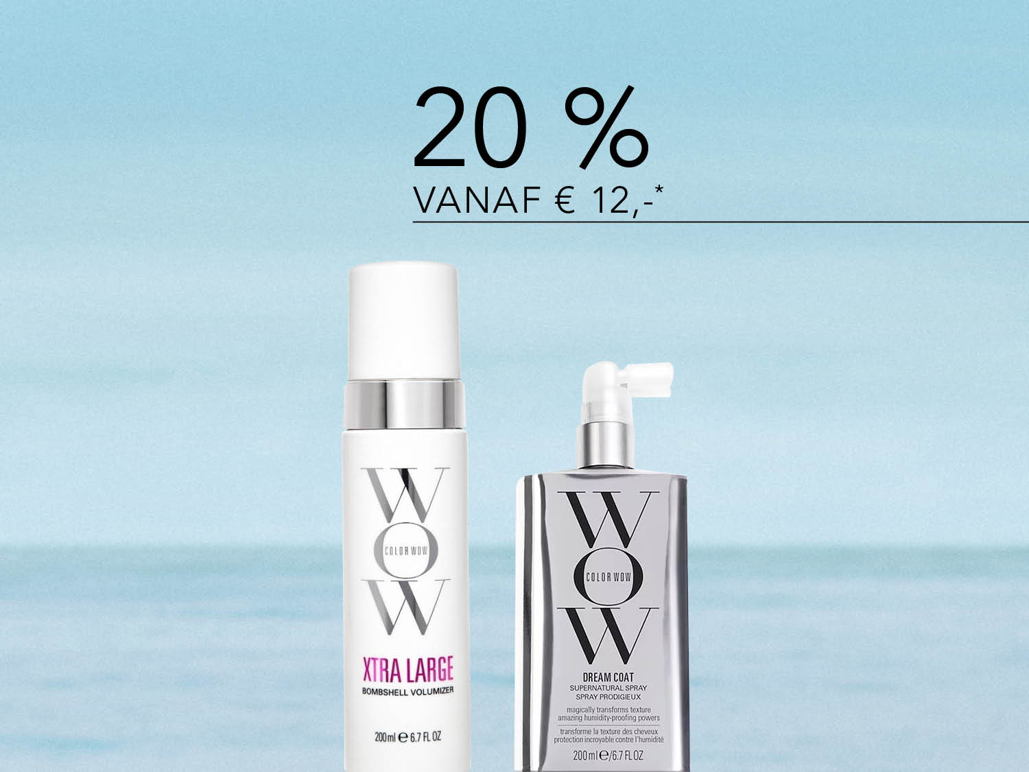 Ontdek de Color Wow Xtra Large Bombshell Volumizer en Dream Coat Supernatural Spray, nu met 20% korting vanaf €12,-, voor magisch getransformeerd haar met ongelooflijke bescherming tegen vochtigheid.