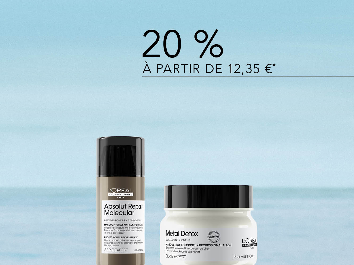 Découvrez les masques capillaires L'Oréal Professionnel Absolut Repair Molecular et Metal Detox, offrant 20 % de réduction à partir de 12,35 €, pour réparer et protéger vos cheveux.