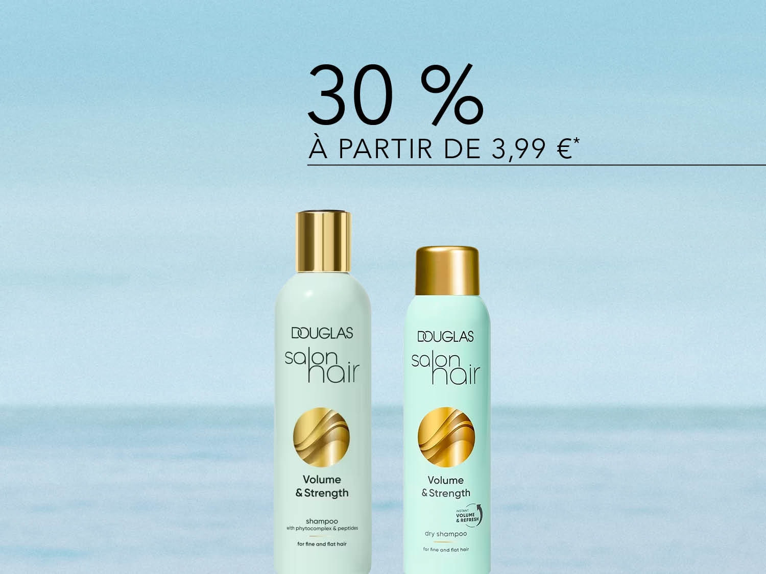 Découvrez le shampoing et le shampoing sec Douglas Salon Hair Volume & Strength pour cheveux fins et plats, avec 30% de réduction à partir de 3,99 €.