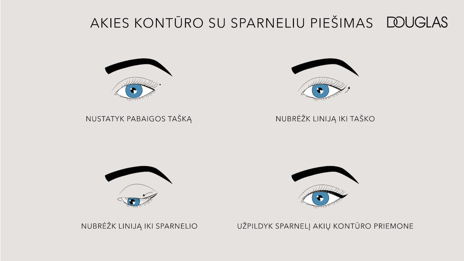Išmokite piešti tobulą akių kontūrą su sparneliu, pradedant nuo taško nustatymo, linijos brėžimo, sparnelio formavimo ir užpildymo, kad sukurtumėte išraiškingą žvilgsnį.