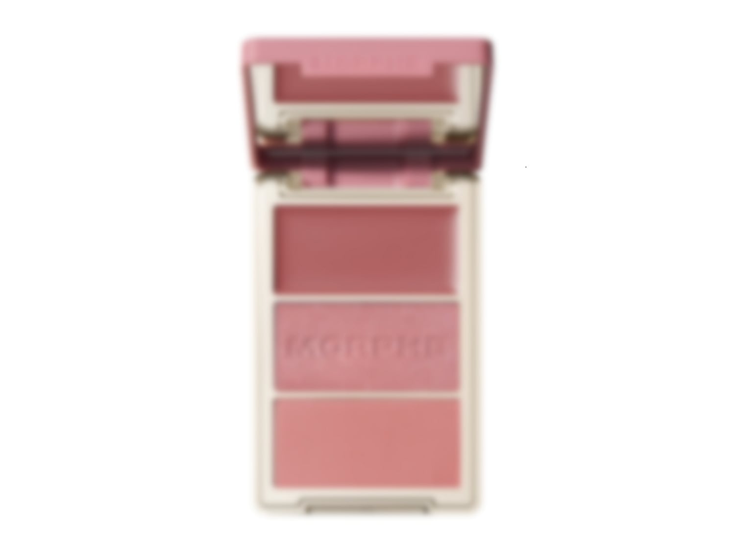 La palette de fards à joues Morphe Blush Balm en trois teintes roses, présentée dans un boîtier compact rose ouvert avec un miroir, offre une touche de couleur naturelle pour un éclat sain.