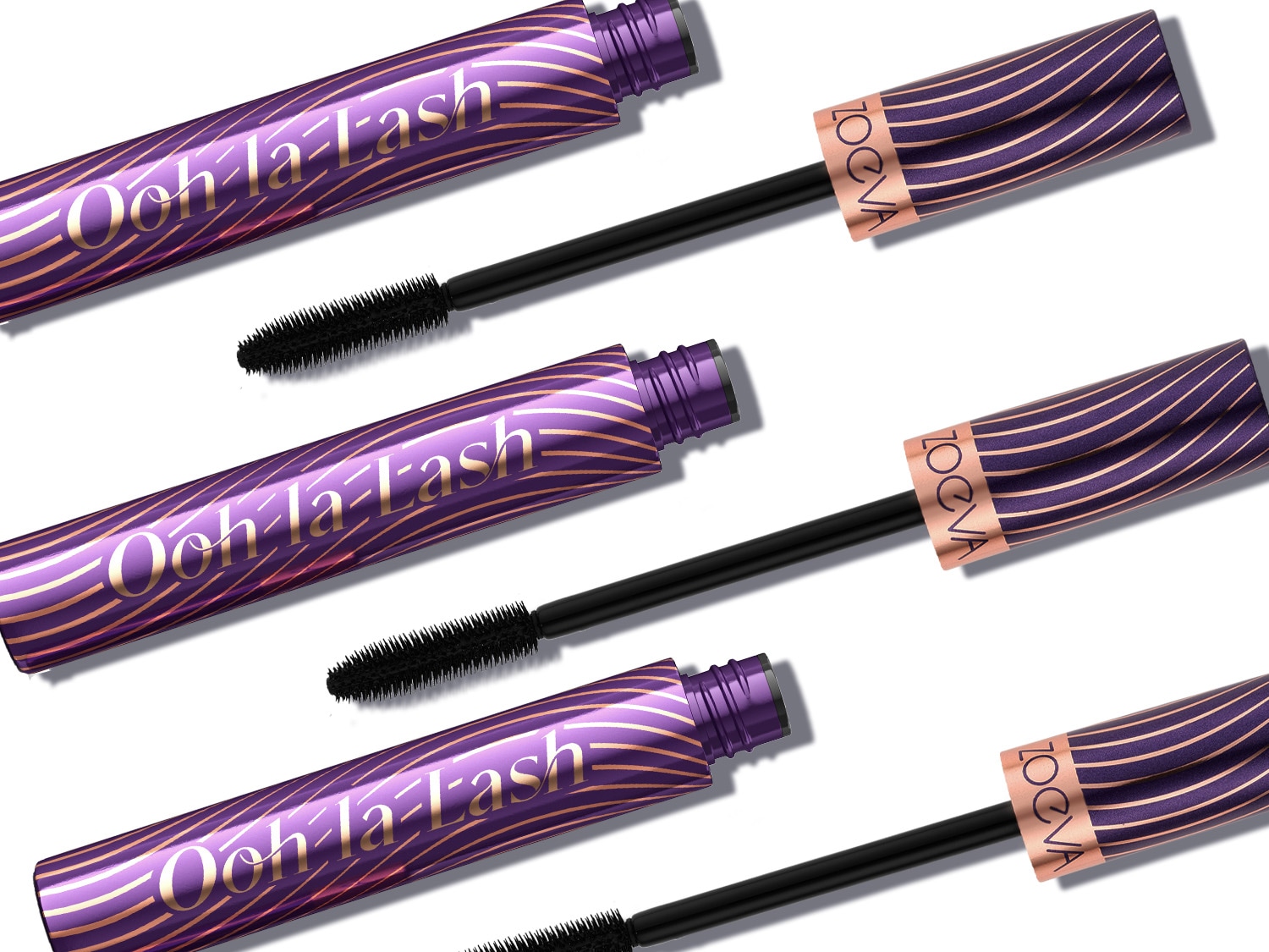 Die lila-goldene Zoeva Ooh-La-Lash Mascara mit ihrer geschwungenen Bürste verspricht voluminöse Wimpern für einen ausdrucksstarken Augenaufschlag.