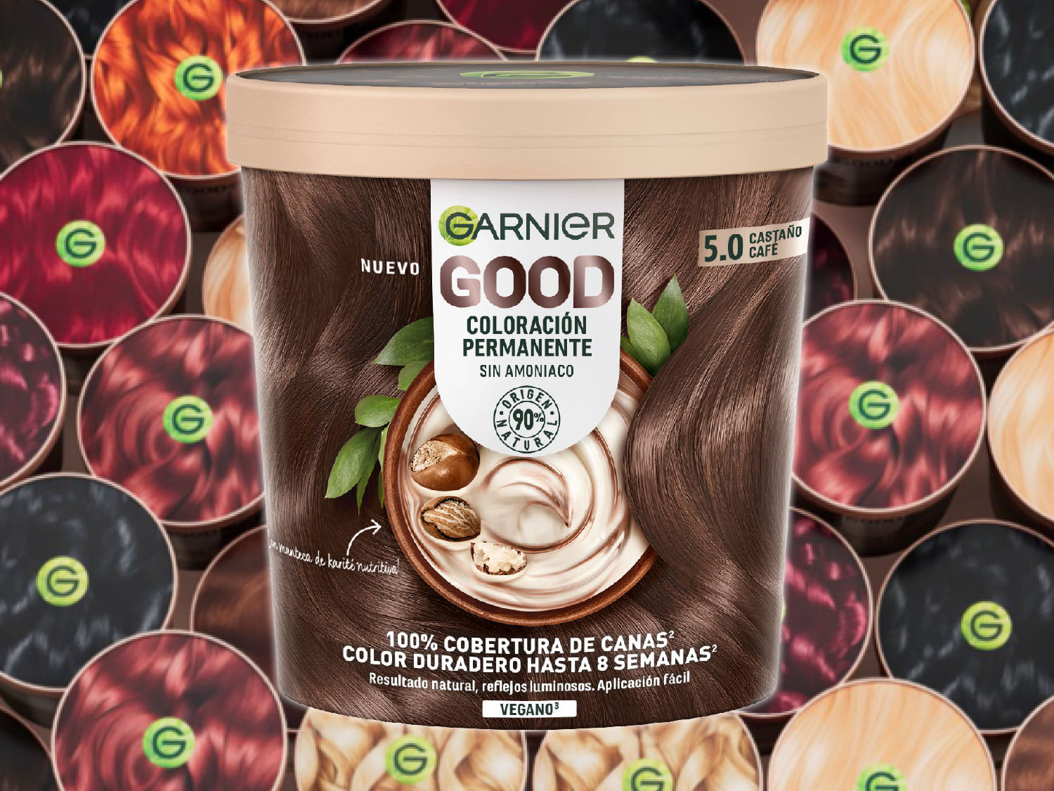 Descubre Garnier Good, la coloración permanente sin amoníaco que te ofrece 100% cobertura de canas y un color duradero hasta 8 semanas, con un origen 90% natural.