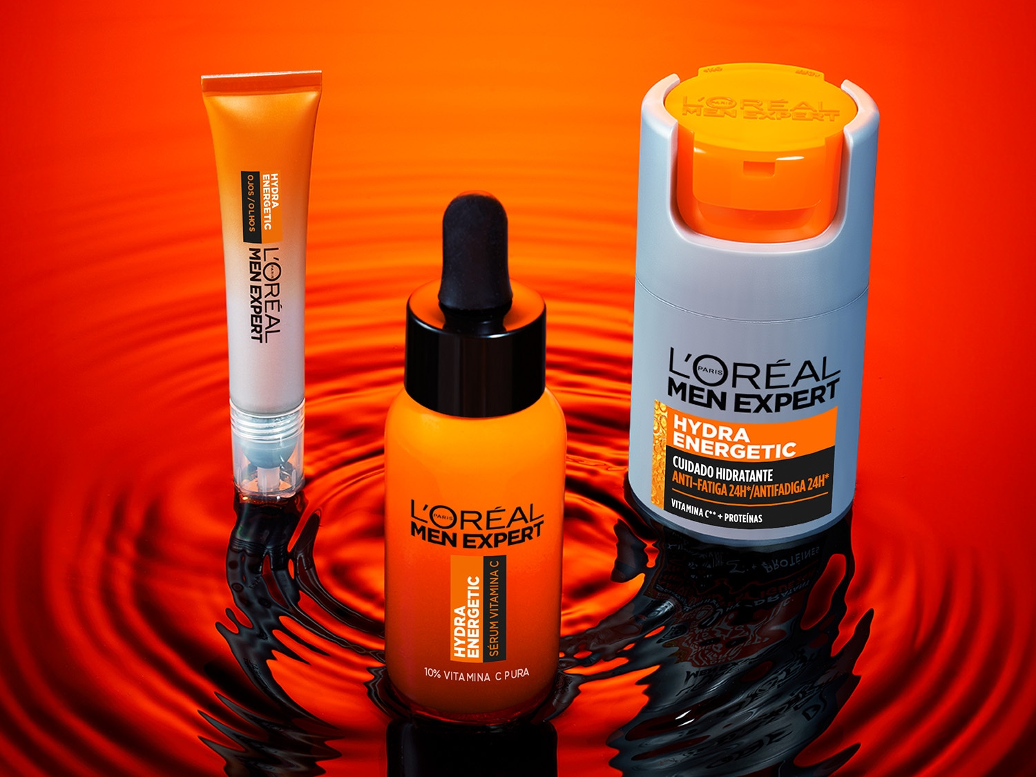 Descubre la línea L'Oréal Men Expert Hydra Energetic: cuidado hidratante anti-fatiga 24 horas con vitamina C y proteínas para una piel revitalizada.