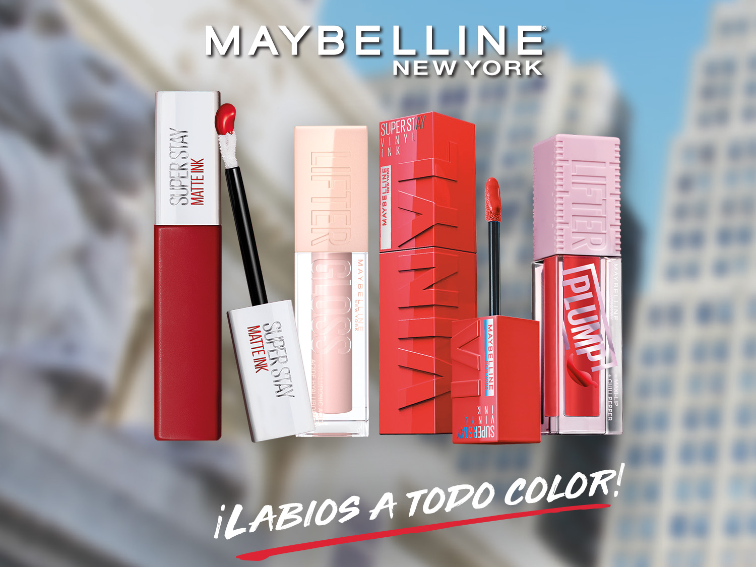 Descubre la colección de labiales Maybelline New York, desde el Super Stay Matte Ink hasta el Lifter Gloss, para unos labios a todo color.