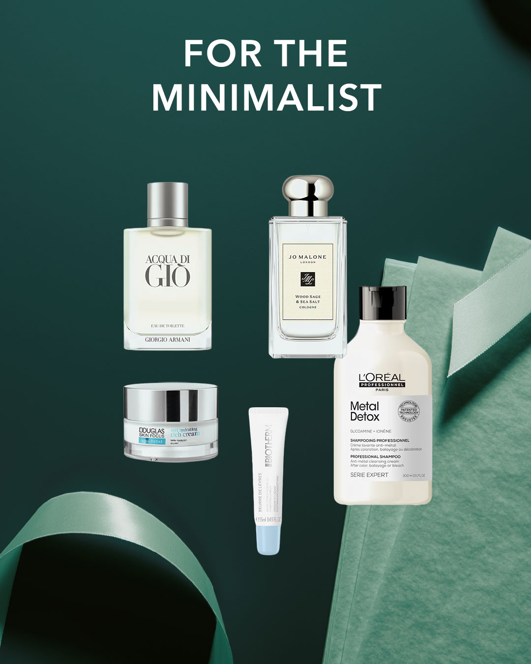 Entdecken Sie die minimalistische Auswahl mit Acqua di Gio Eau de Toilette von Giorgio Armani und Jo Malone Wood Sage & Sea Salt Cologne, perfekt für einen dezenten, aber raffinierten Duft.